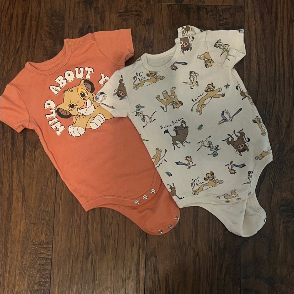 Disney Simba Baby Bodysuit Duo - Orange and Cream